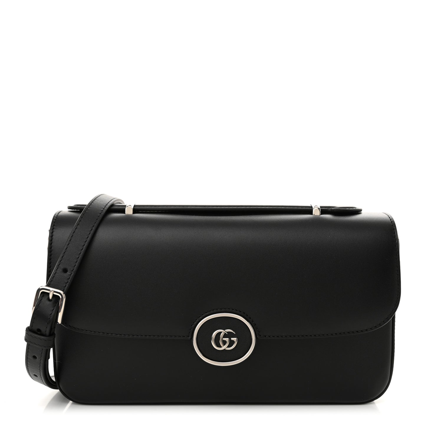 Senna Calfskin Petite GG Top Handle Shoulder Bag Black