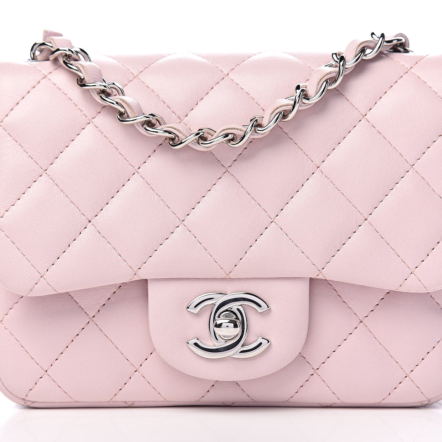 Chanel Lambskin Quilted Mini Square Flap Light Pink 14 of 15