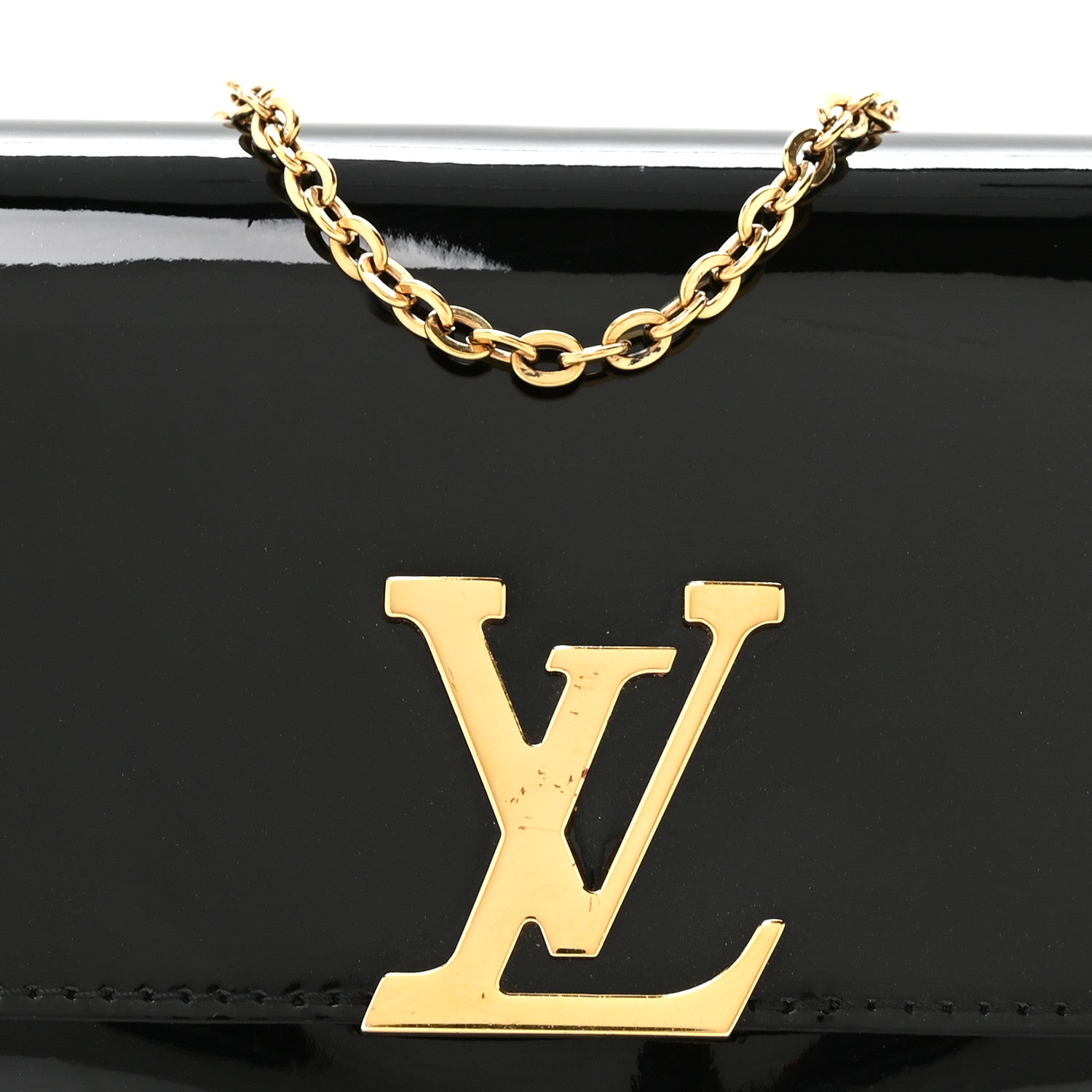 Louis Vuitton Patent Louise PM Chain Clutch Black 6 of 9