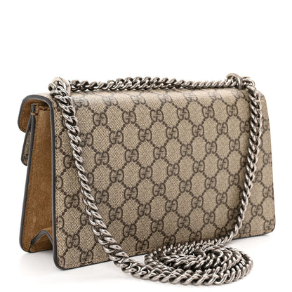 Gucci GG Supreme Monogram Suede Crystal Small Dionysus Shoulder Bag Beige Ebony Taupe 3 of 12