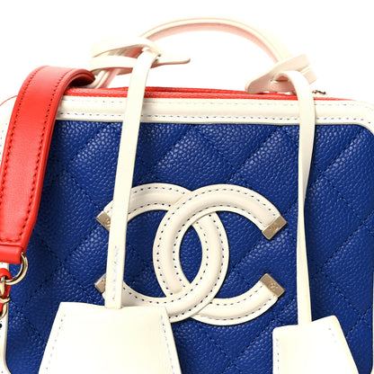 Chanel Caviar Quilted Small CC Filigree Vanity Case Blue White Red 8 of 11