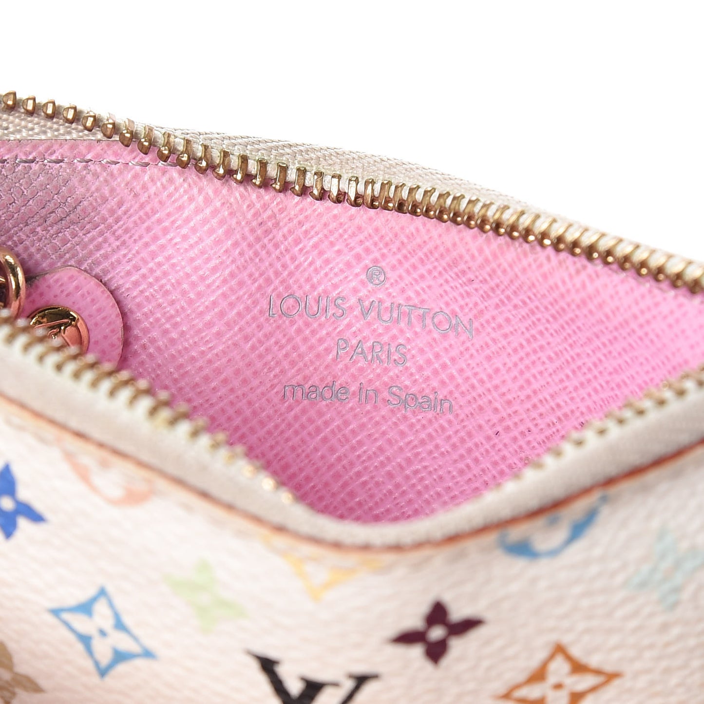 Monogram Multicolor Key Pouch White Litchi