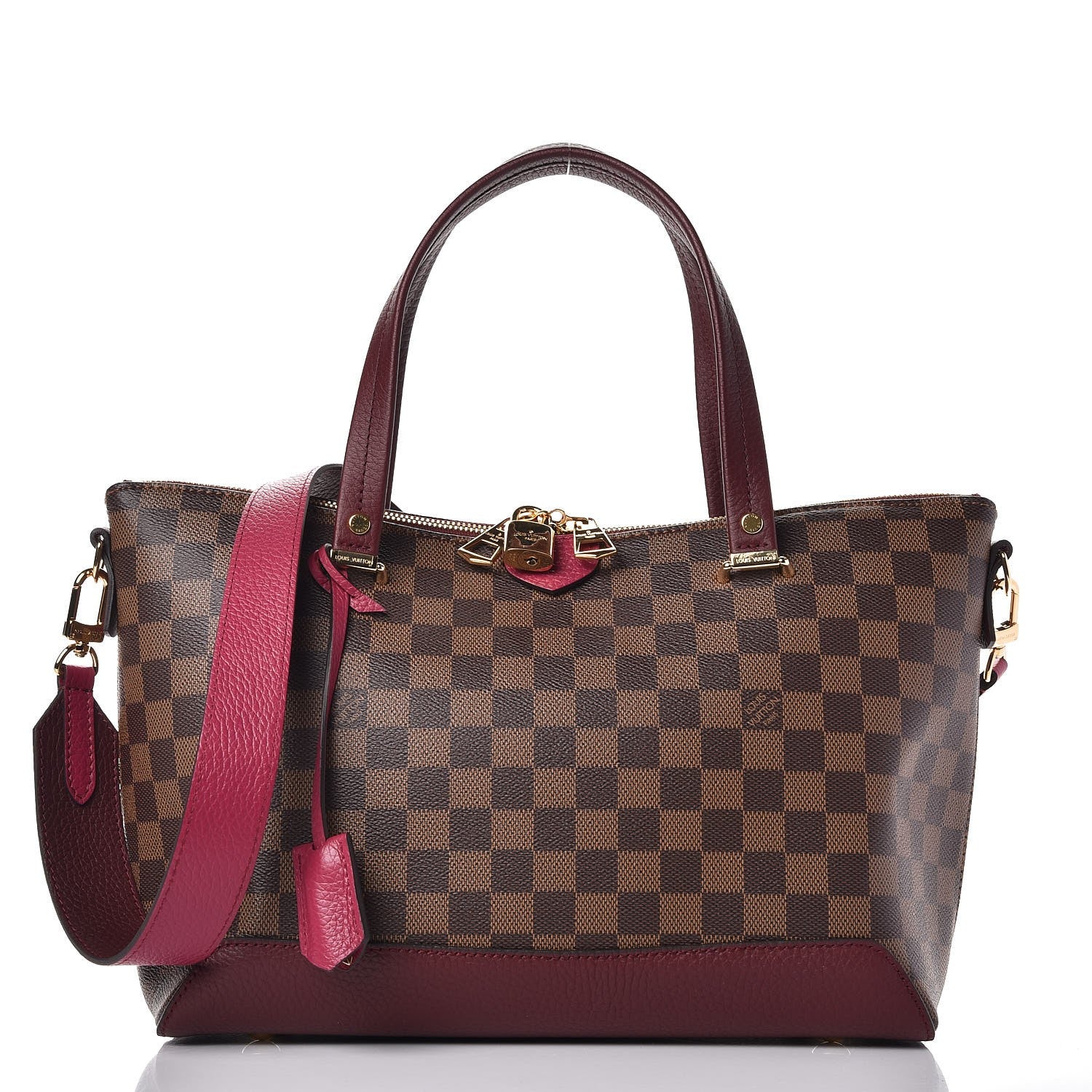 Louis Vuitton Damier Ebene Cuir Taurillon Hyde Park Fuchsia 1 of 7