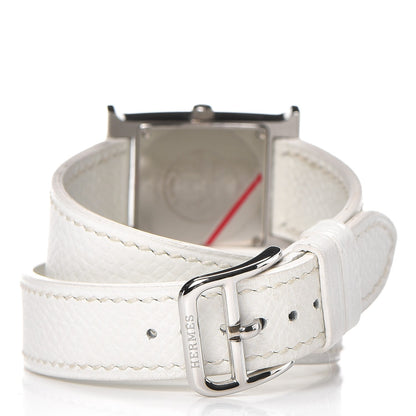 Hermes Stainless Steel Epsom 21mm Heure H Hour Double Tour Quartz Watch Blanc 3 of 7