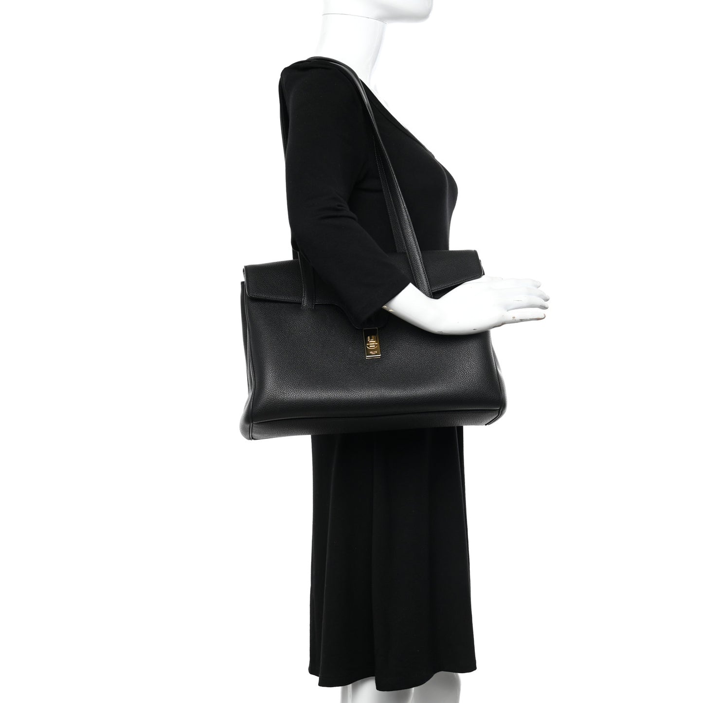 Supple Grained Calfskin Medium Soft 16 Bag Black