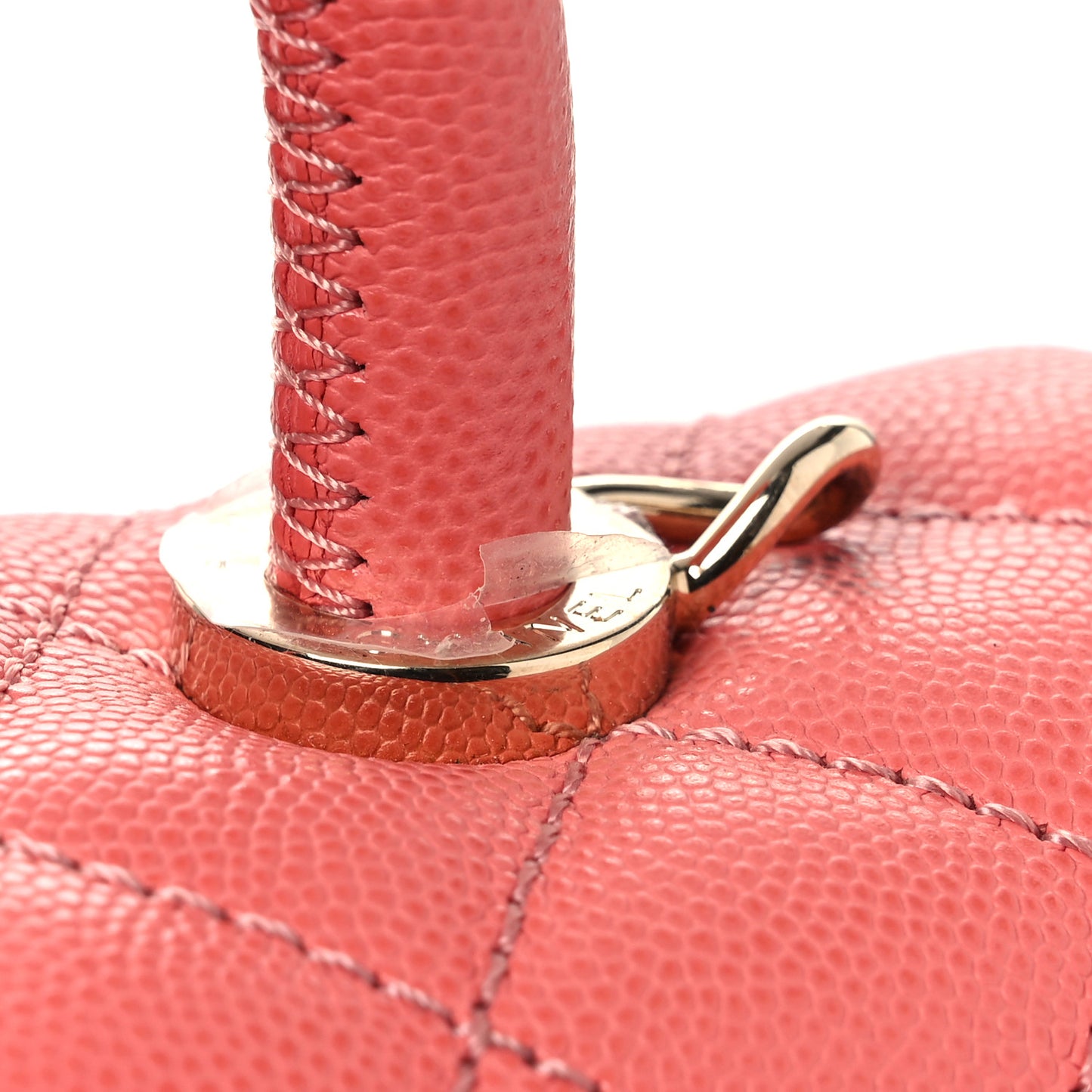Caviar Quilted Small Coco Handle Flap Coral