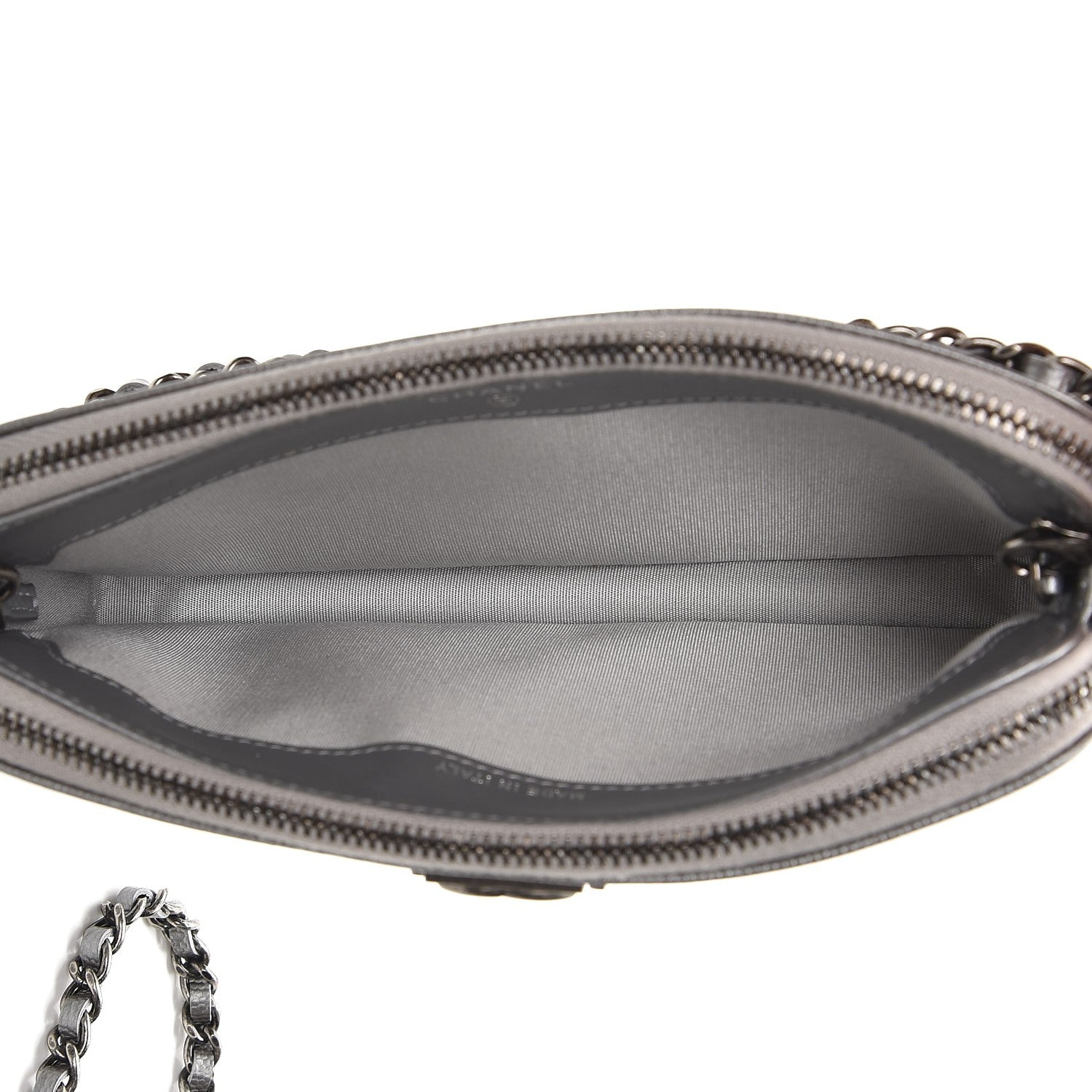 Chanel Metallic Caviar Quilted Small Boy Clutch With Chain Silver 5 of 9