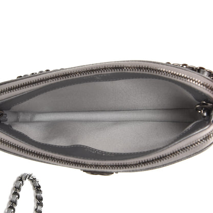 Chanel Metallic Caviar Quilted Small Boy Clutch With Chain Silver 5 of 9