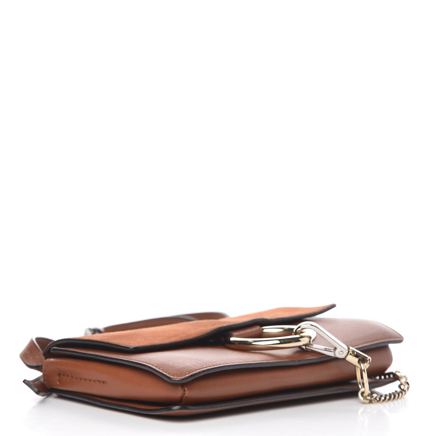 Suede Calfskin Small Faye Shoulder Bag Tobacco