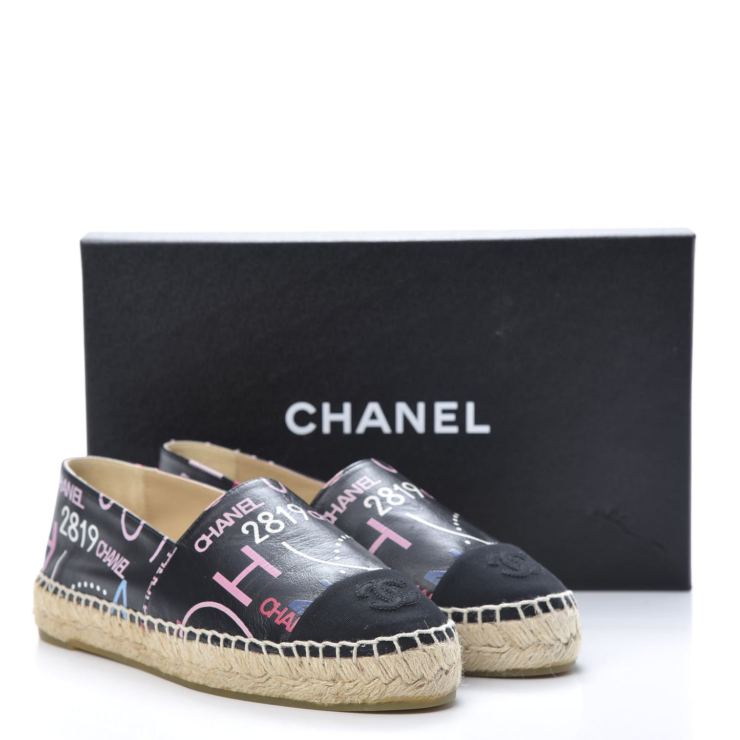 Lambskin Grosgrain Printed Espadrilles 36 Multicolor Black