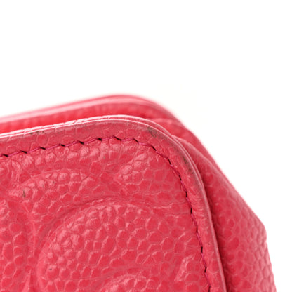 Chanel Caviar Camellia Embossed Wallet On Chain WOC Pink 21 of 26