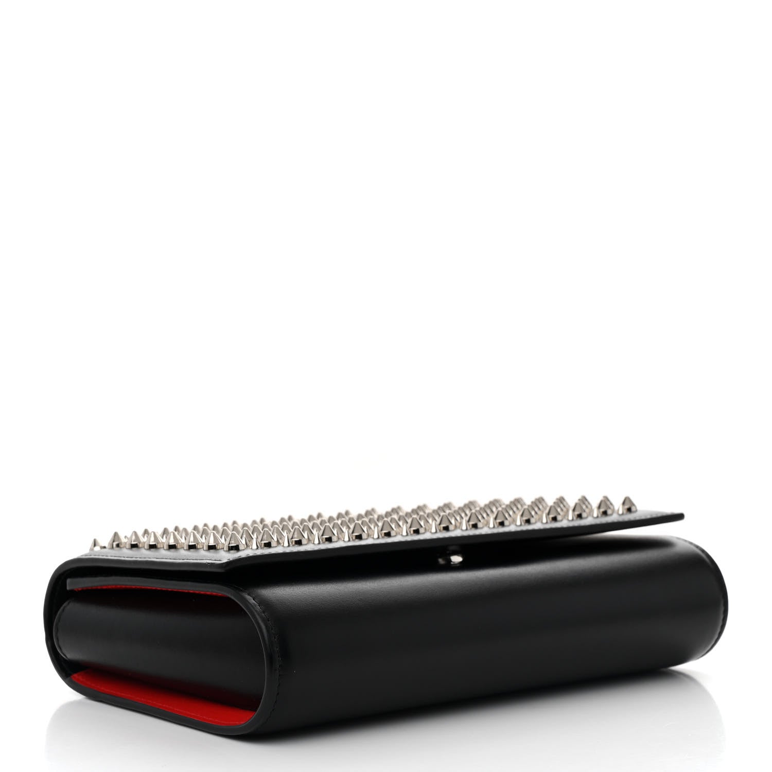 Christian Louboutin Calfskin Paris Spikes Paloma Clutch Black 4 of 12