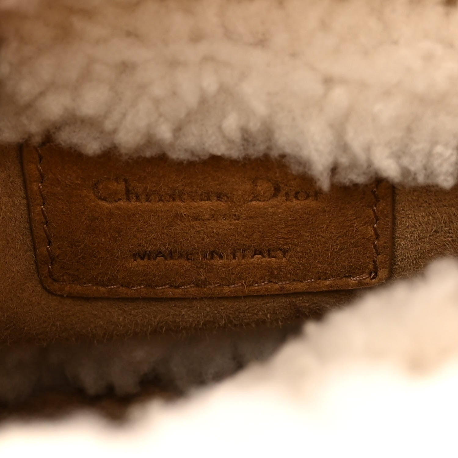 Christian Dior Suede Shearling Cannage Mini Lady Dior Camel 6 of 9