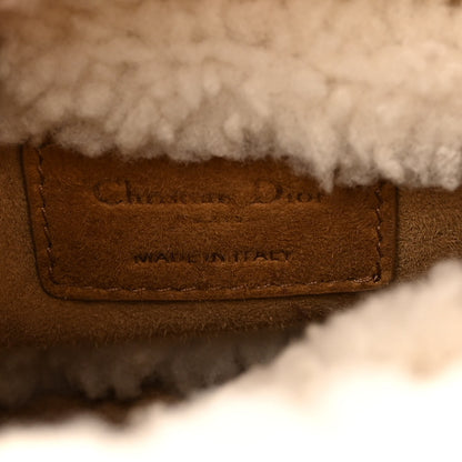 Christian Dior Suede Shearling Cannage Mini Lady Dior Camel 6 of 9