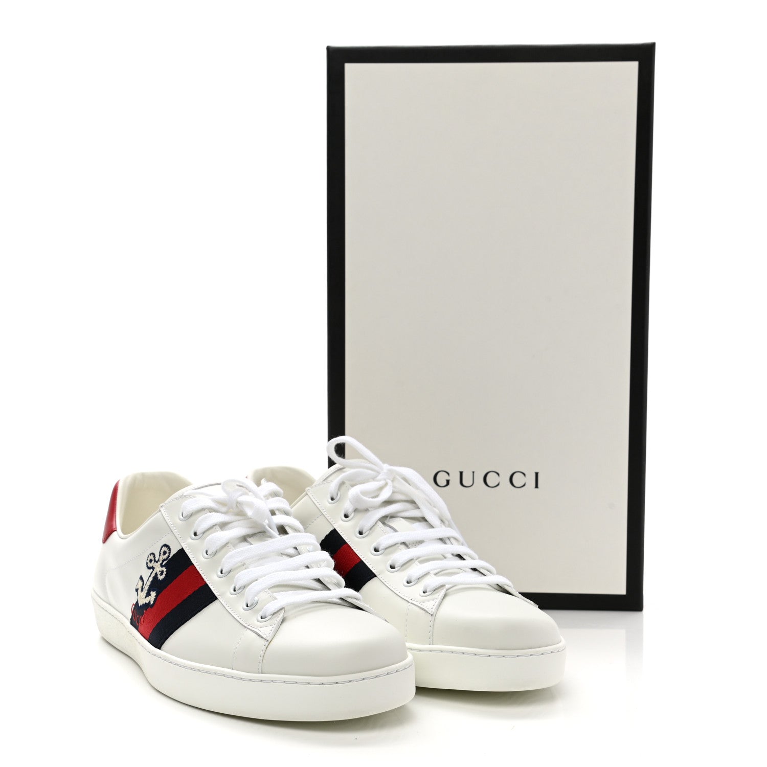 Gucci Calfskin Miro Soft Web Embroidered Mens Ace Sneakers 11.5 White Green 9 of 9
