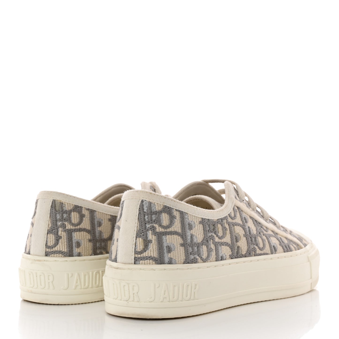 Canvas Oblique Walk'N'Dior Low Top Sneakers 35.5 Stone Grey