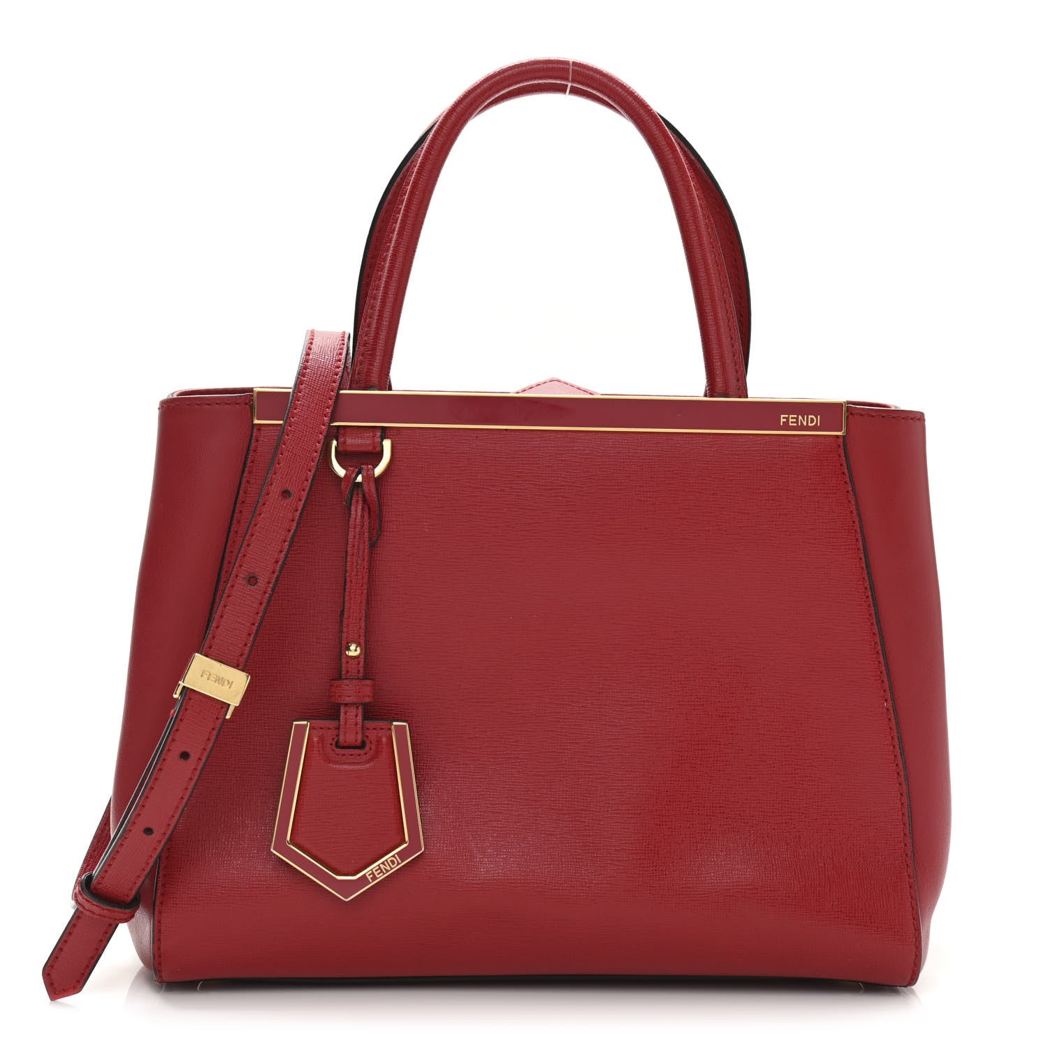 Fendi Vitello Elite Flamingo Petite 2Jours Tote Mattone 1 of 16