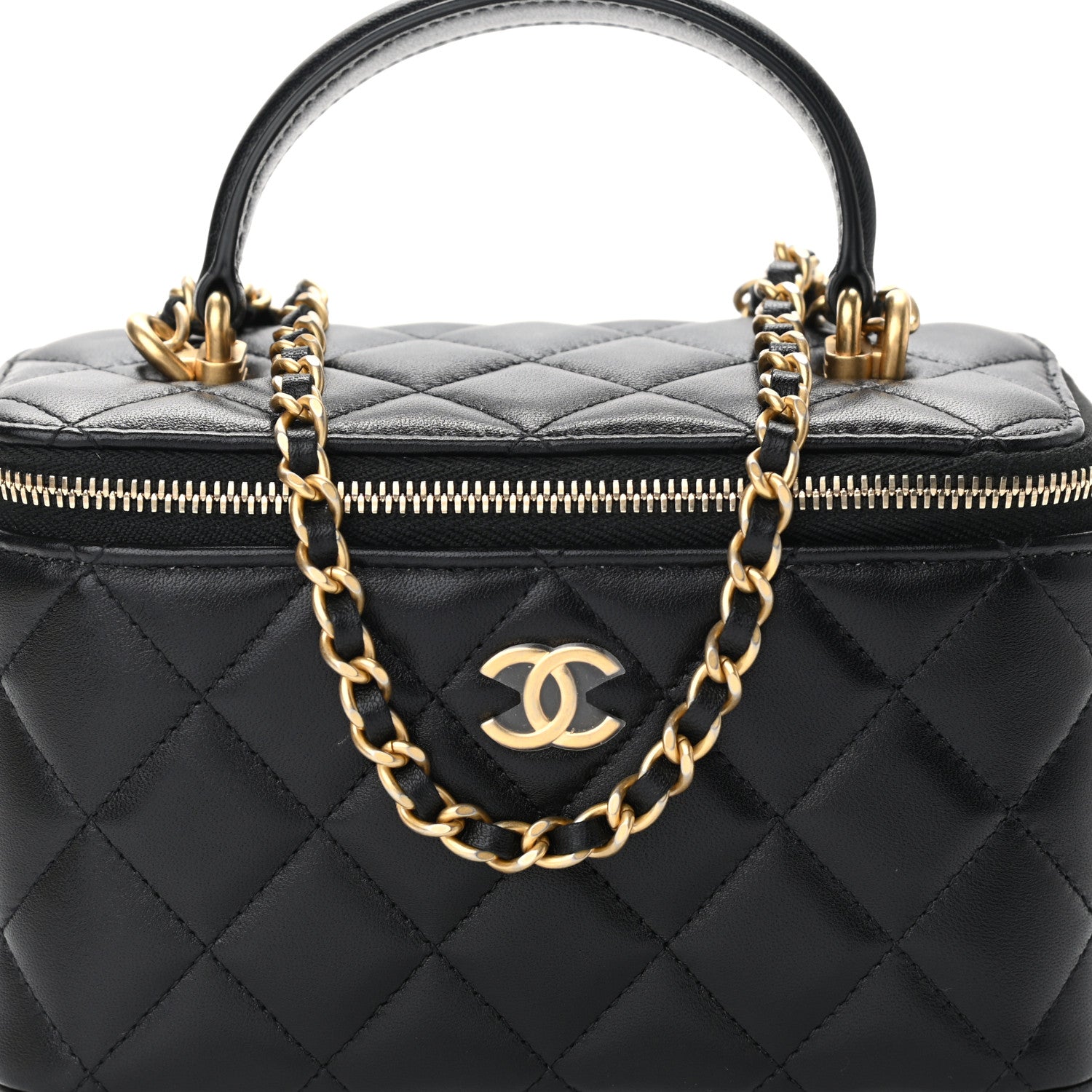 Chanel Lambskin Quilted Small Top Handle Vanity Case With Chain Black 8 of 11