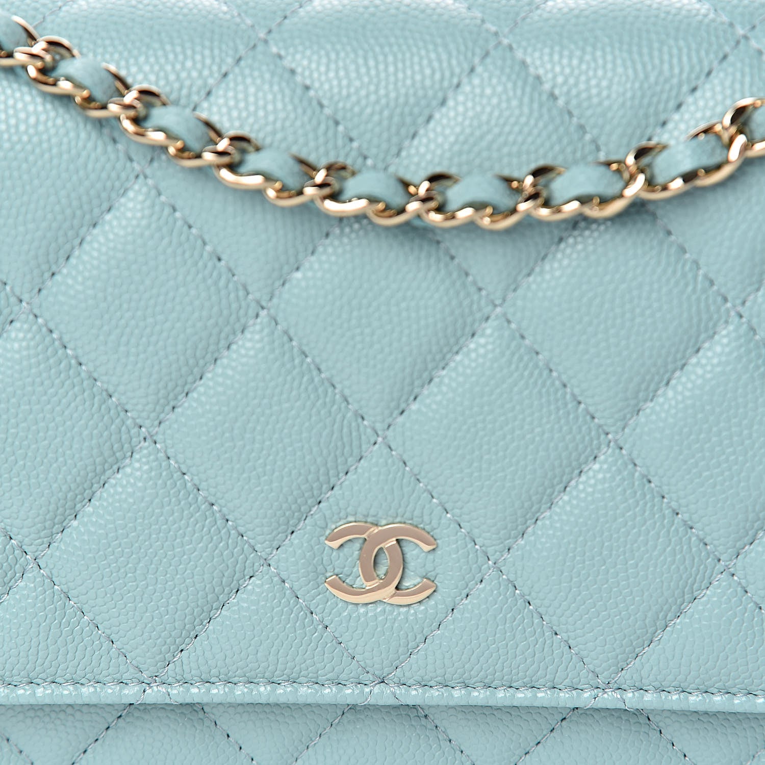 Chanel Caviar Quilted Wallet On Chain WOC Light Blue 11 of 12