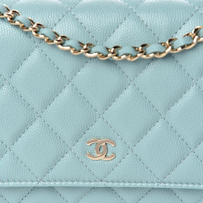 Chanel Caviar Quilted Wallet On Chain WOC Light Blue 11 of 12