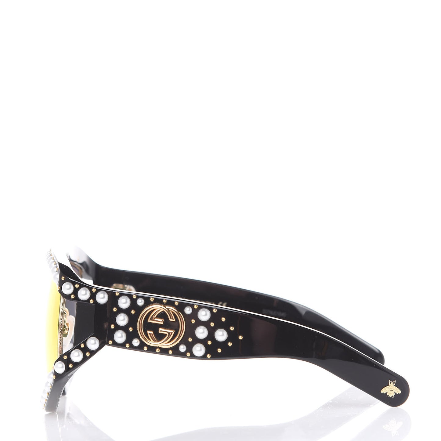 Acetate Pearl Rectangular Frame Sunglasses GG0234S Black Orange
