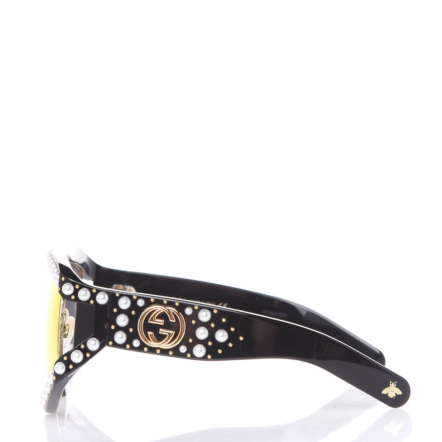 Gucci Acetate Pearl Rectangular Frame Sunglasses GG0234S Black Orange 3 of 6