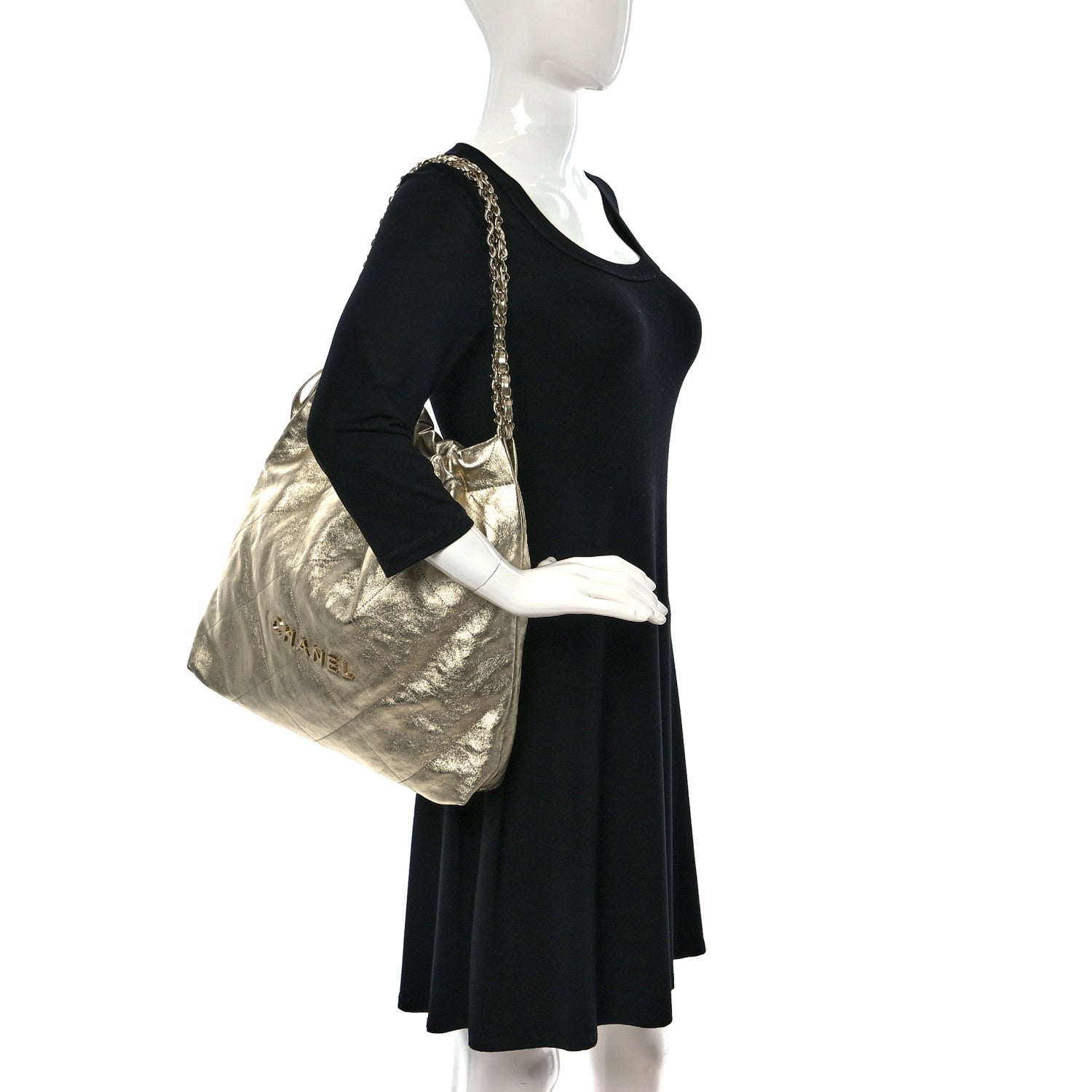 Chanel Metallic Calfskin Quilted Chanel 22 Golden 2 of 13