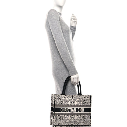 Christian Dior Canvas Embroidered Medium Ornamental Cornely Effect Book Tote Black White 3 of 8