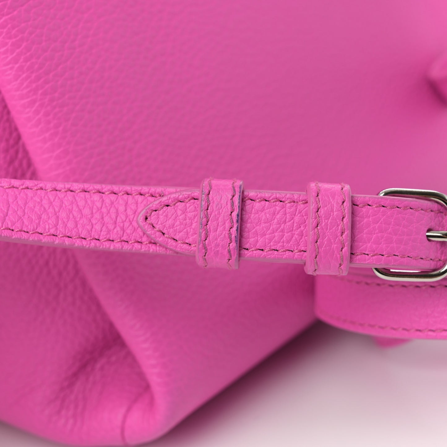 Grained Calfskin Le Dix Mini Soft Cartable Rose Fluo