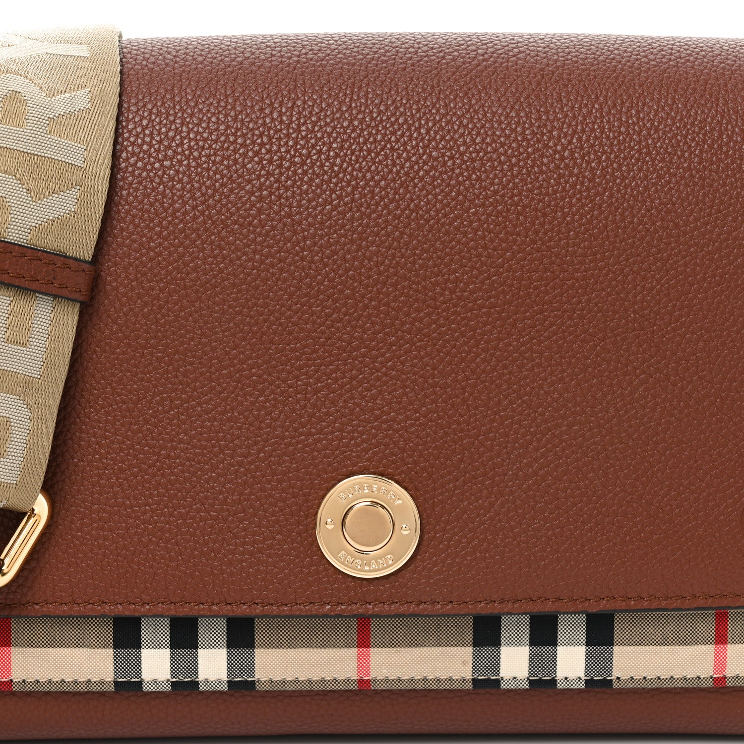 Burberry Grainy Calfskin Vintage Check Note Crossbody Bag Malt Brown 7 of 9