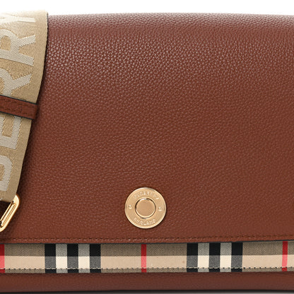 Burberry Grainy Calfskin Vintage Check Note Crossbody Bag Malt Brown 7 of 9