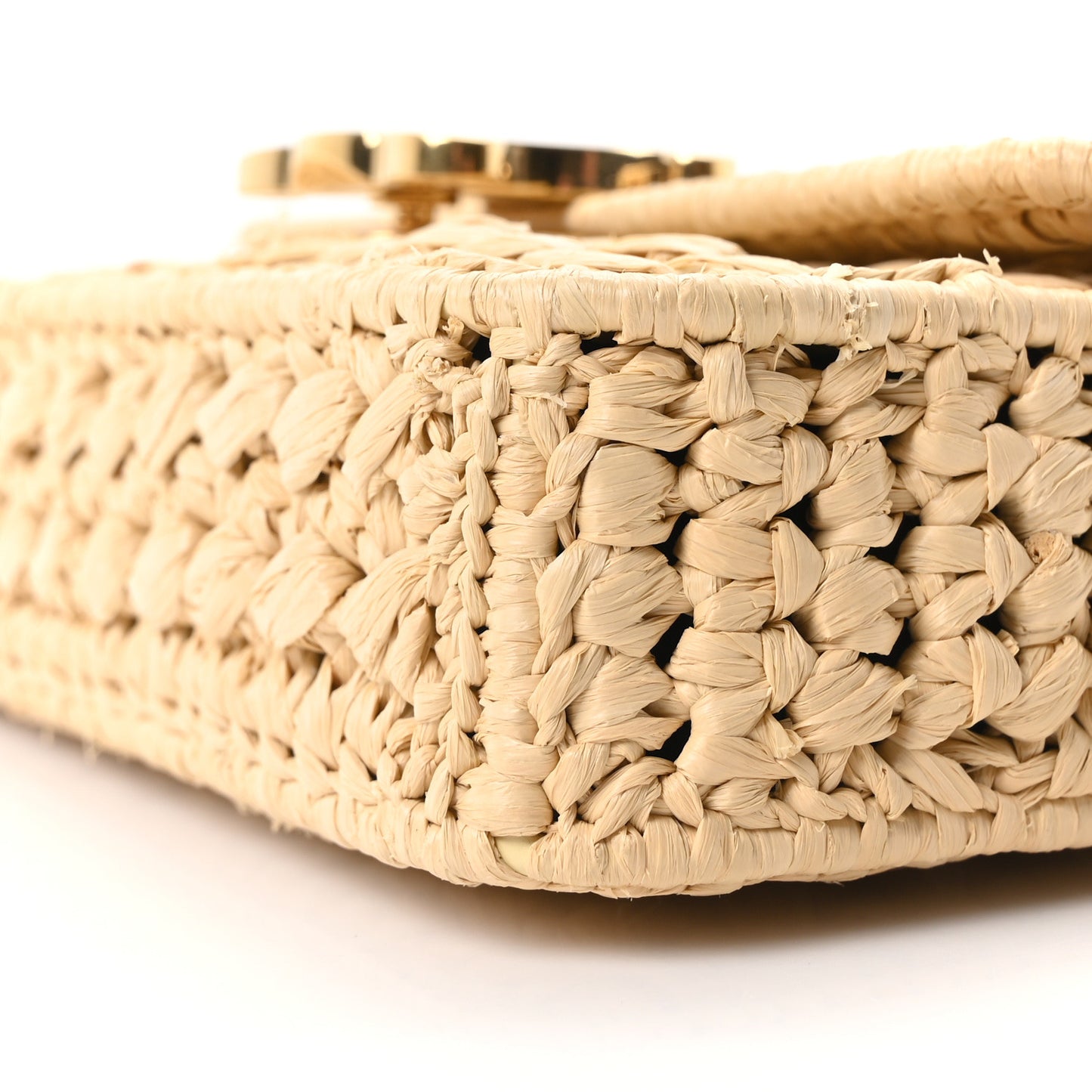 Raffia Effect Claude Chain Shoulder Bag Natural