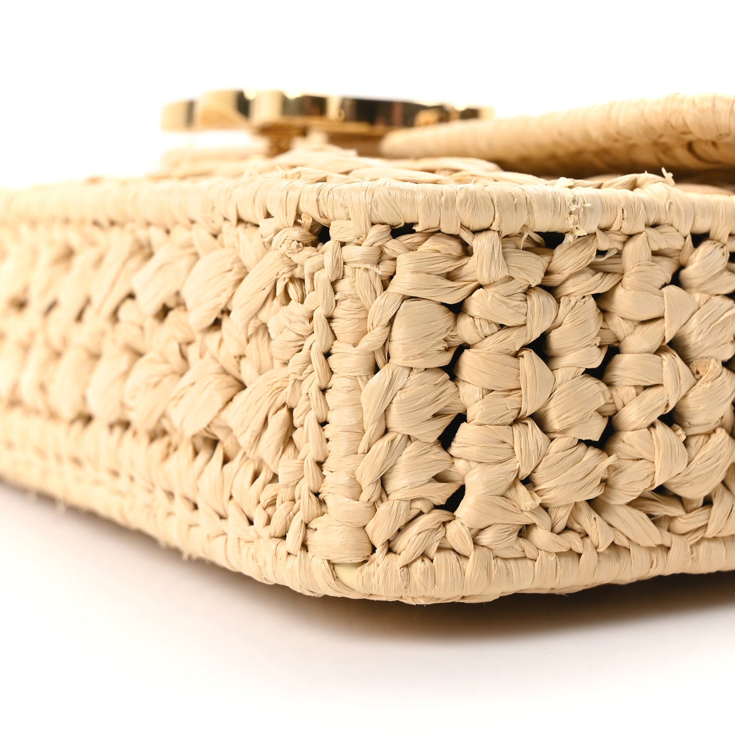 Celine Raffia Effect Claude Chain Shoulder Bag Natural 8 of 8