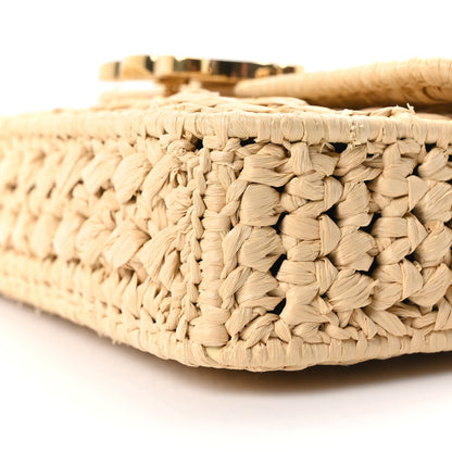 Celine Raffia Effect Claude Chain Shoulder Bag Natural 8 of 8