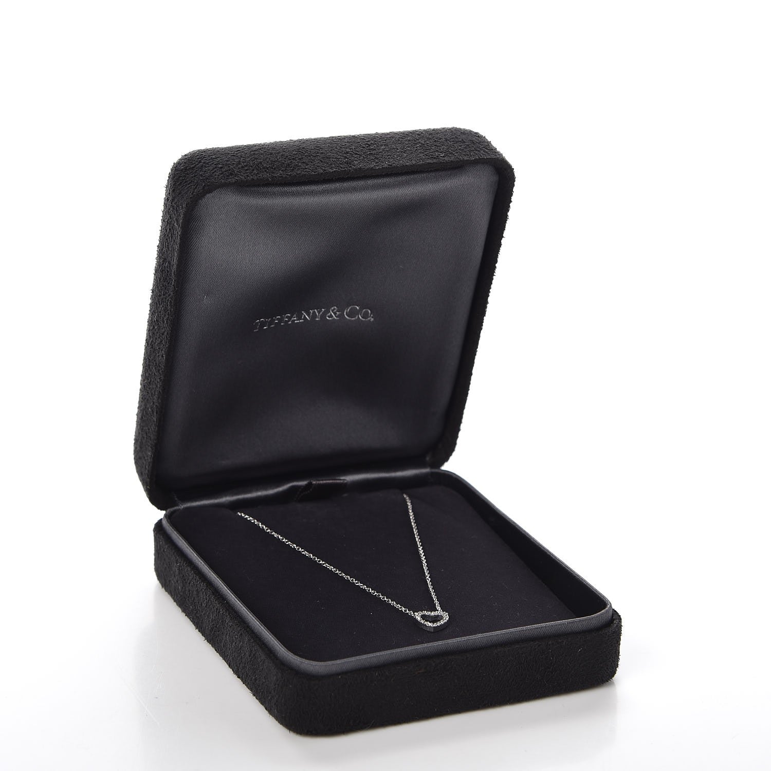 Tiffany 18K White Gold Diamond Metro Heart Pendant Necklace 7 of 7