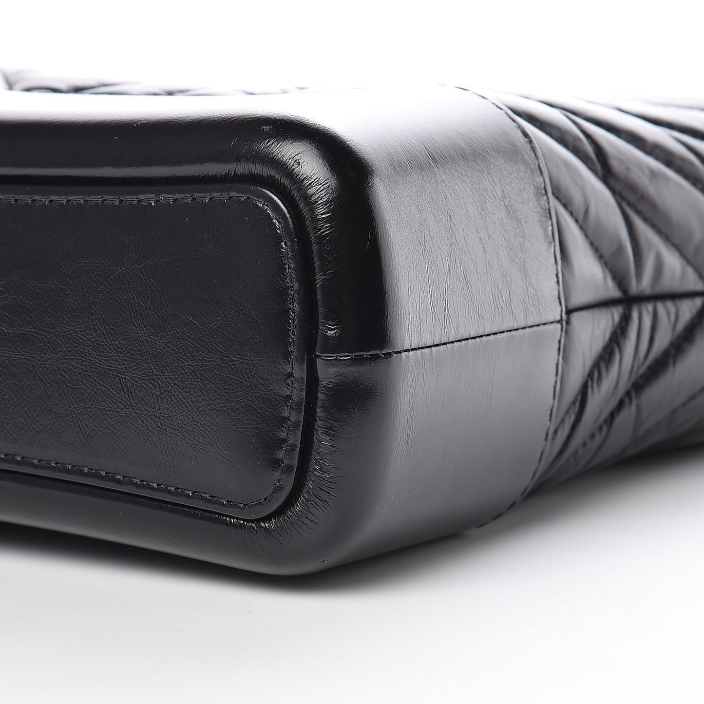 Aged Calfskin Chevron Quilted Medium Gabrielle Hobo Black