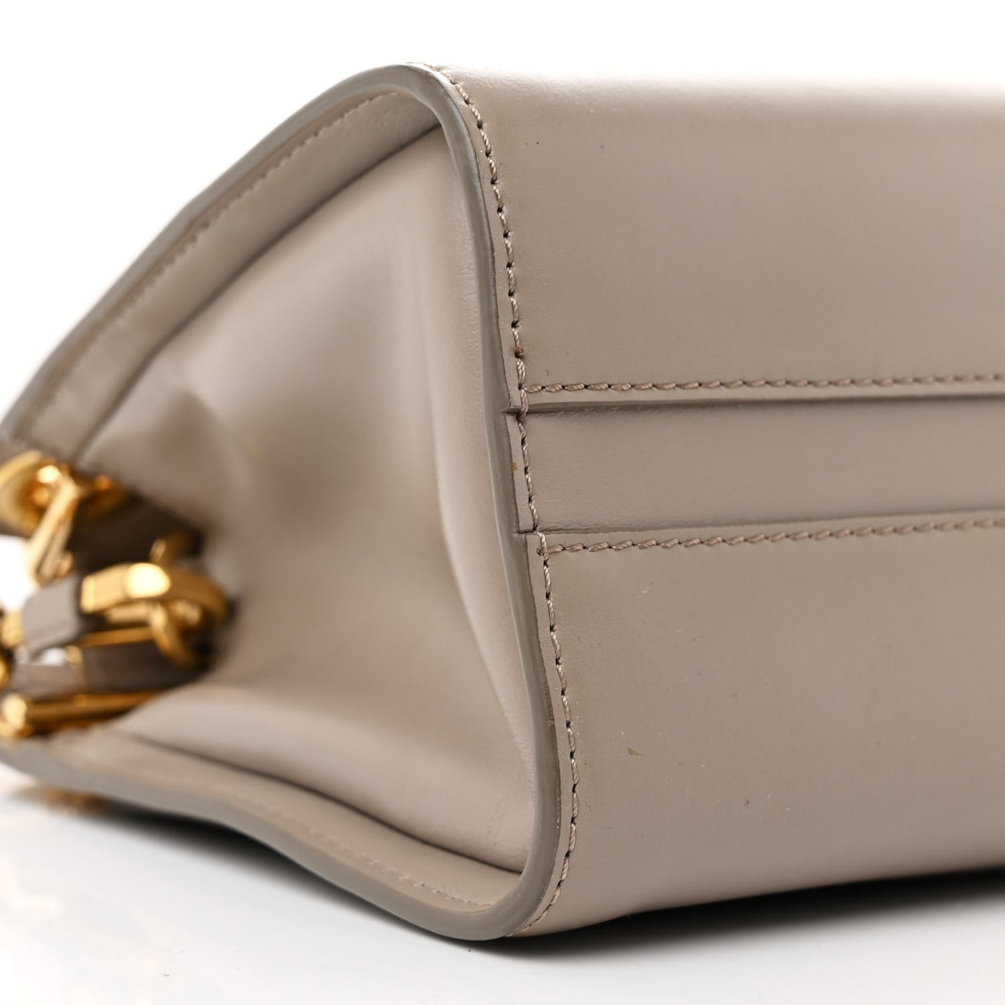 Shiny Calfskin Mini Annie Shoulder Bag Motty Grey