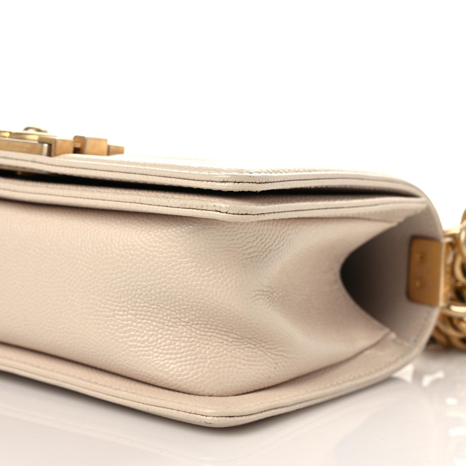 Chanel Caviar Chevron Quilted Small Boy Flap Light Beige 9 of 11