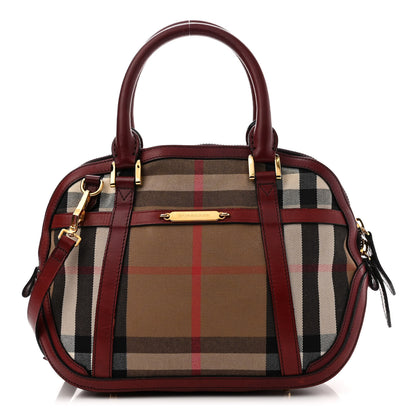 Burberry Bridle Calfskin House Check Small Orchard Bowling Bag Deep Claret 1 of 14