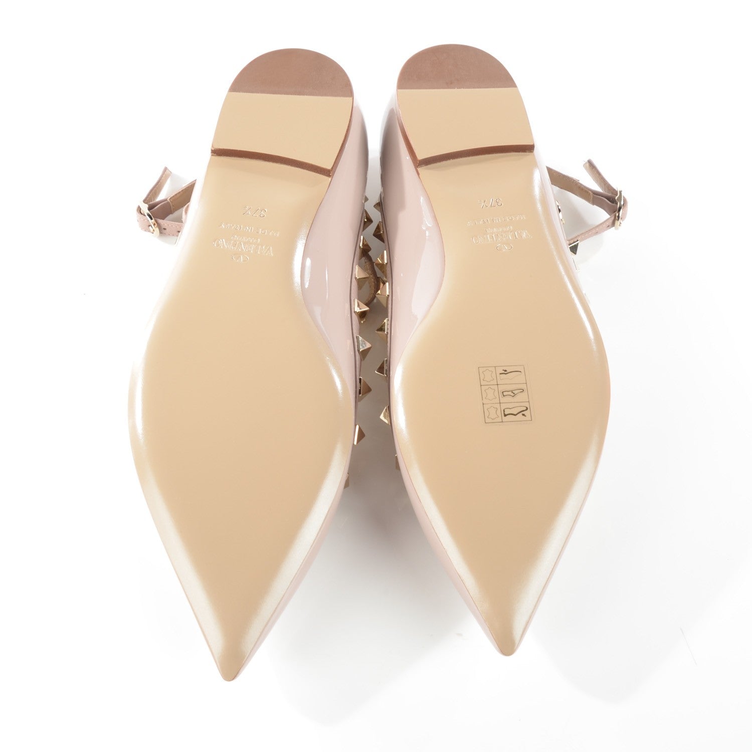 Valentino Garavani Patent Rockstud Cage Ballerina Flats 37.5 Poudre 6 of 9