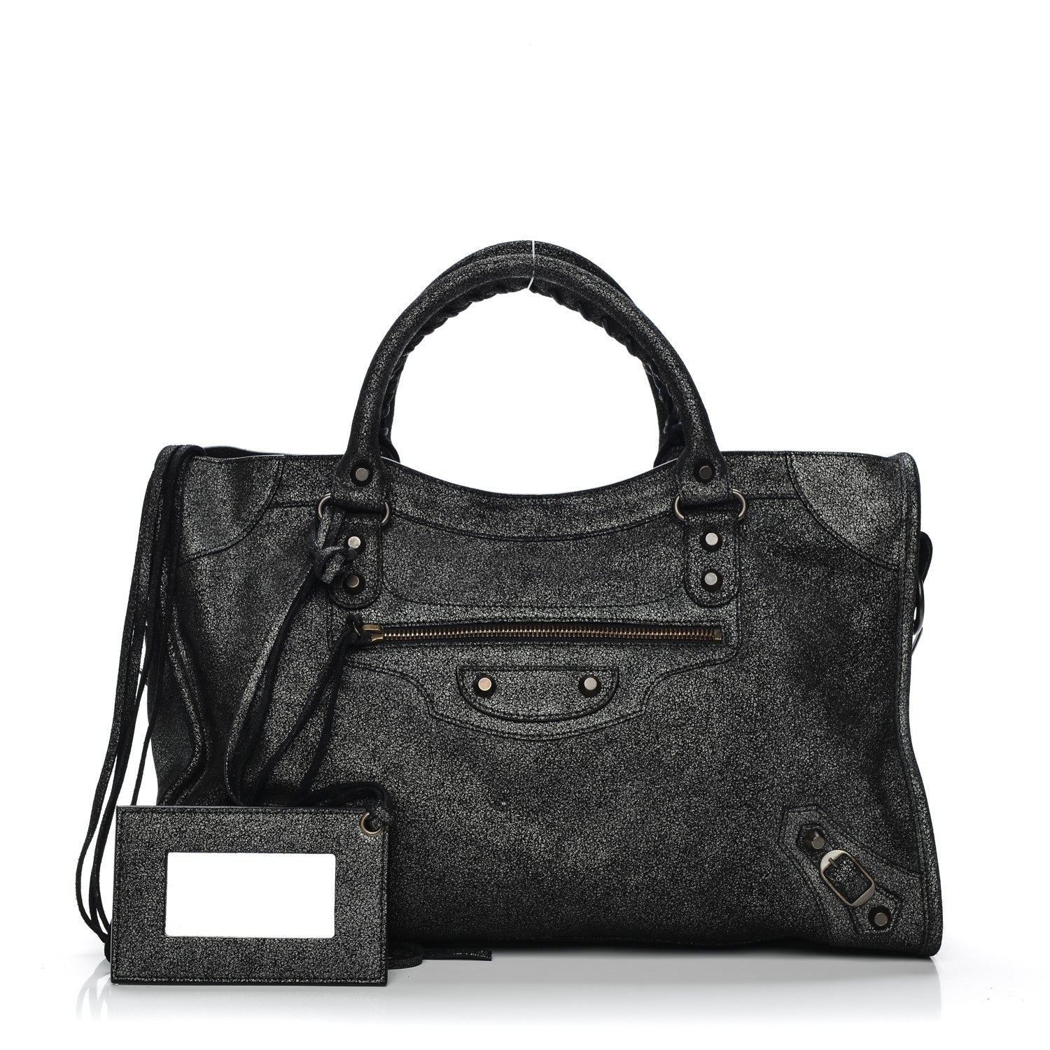 Balenciaga Metallic Craquele Classic Hardware City Black 1 of 7