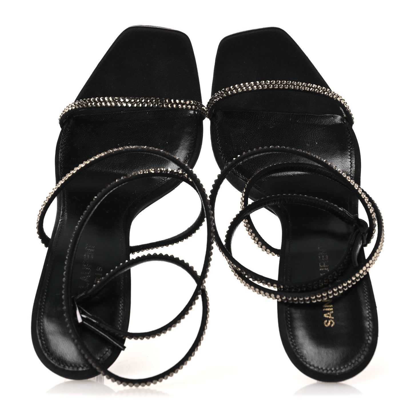Crepe Satin Strass Opyum 110 Sandals 39.5 Black