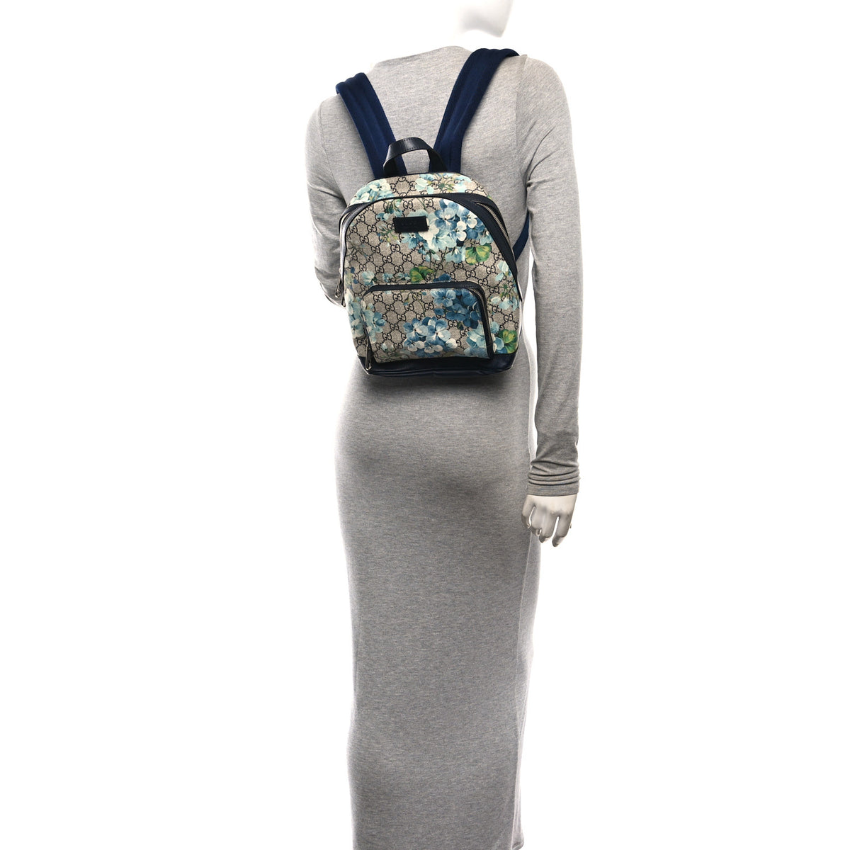 GG Supreme Monogram Blooms Small Day Backpack Blue