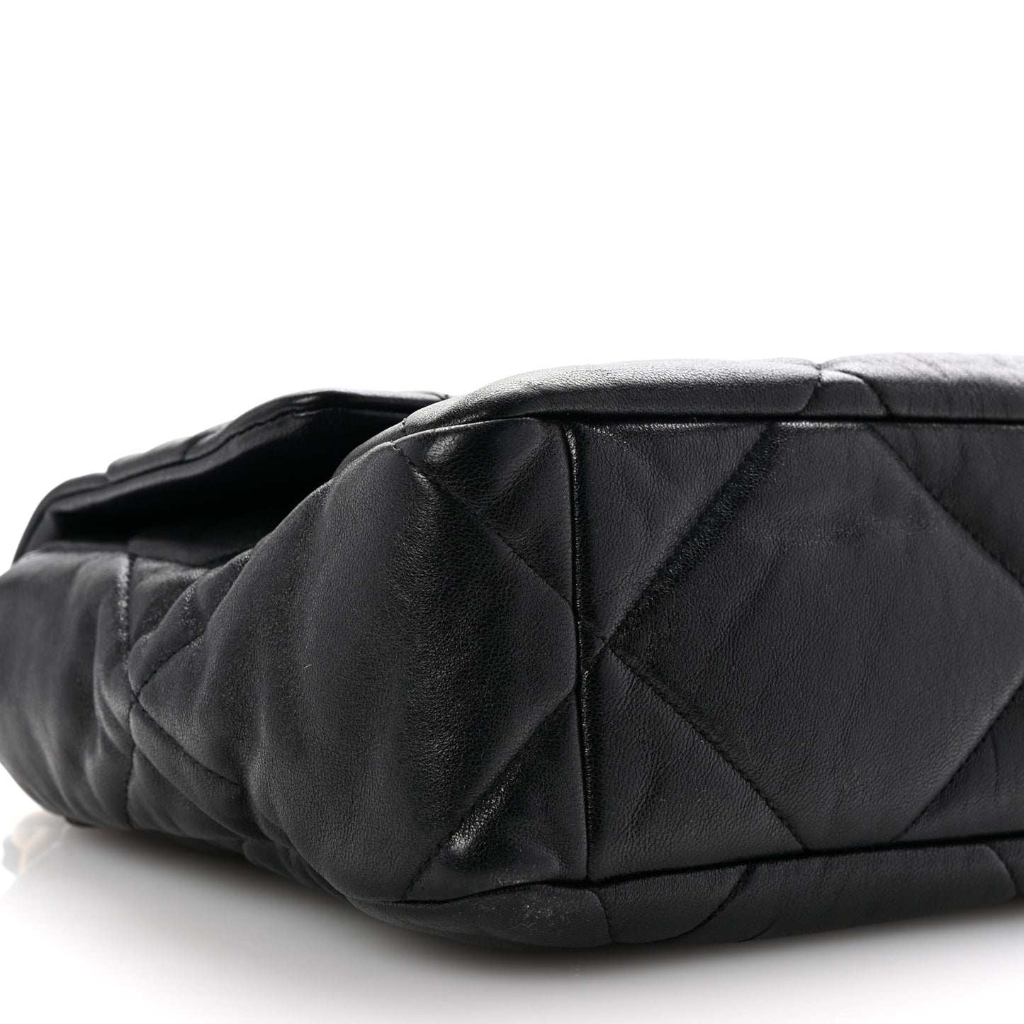 Shiny Goatskin Quilted Large Chanel 19 Flap Black