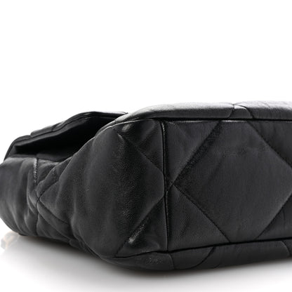 Chanel Shiny Goatskin Quilted Large Chanel 19 Flap Black 9 of 10