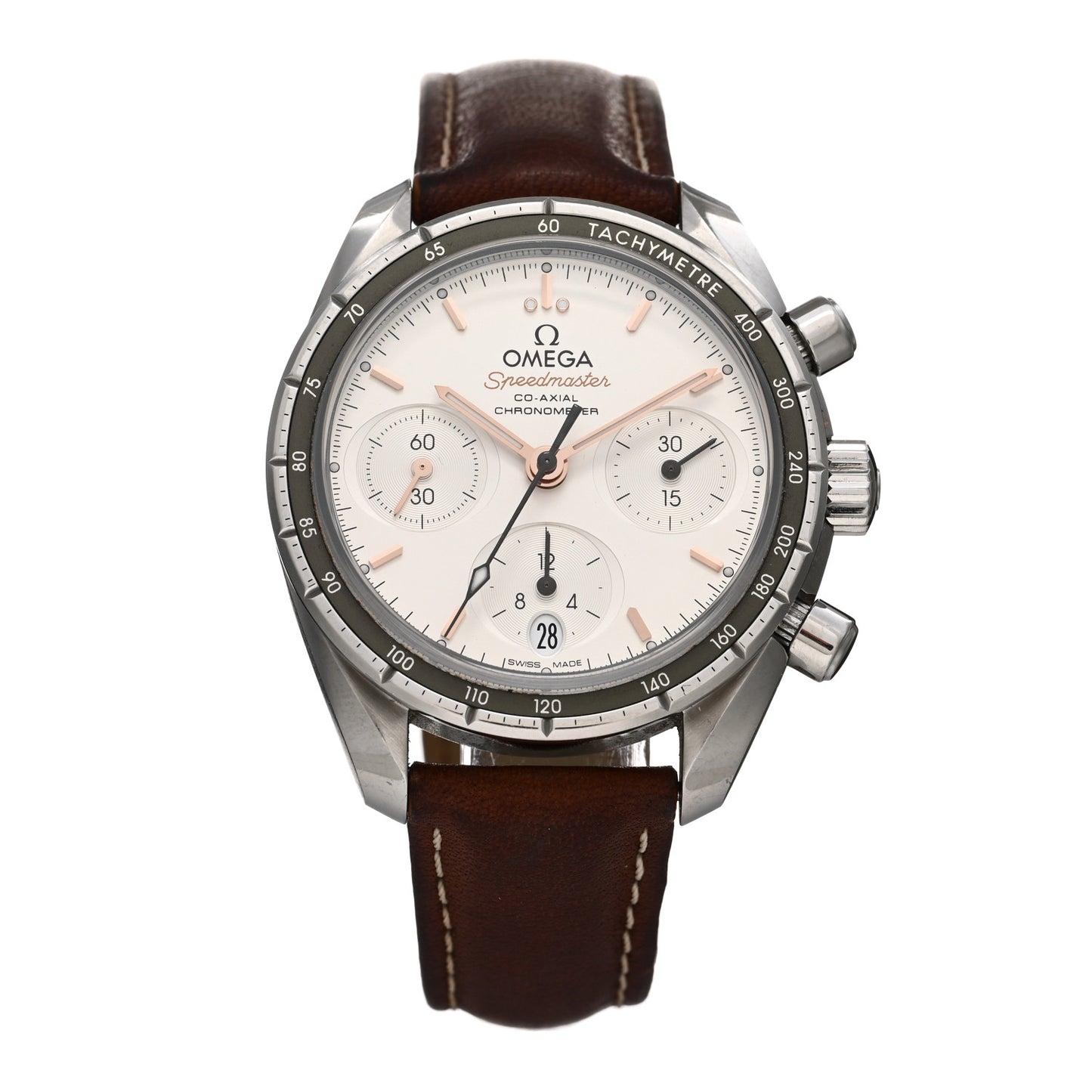 Stainless Steel Calfskin 38mm Speedmaster Chronograph Automatic Watch Brown 324.32.38.50.02.001