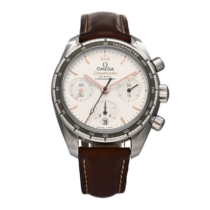 Omega Stainless Steel Calfskin 38mm Speedmaster Chronograph Automatic Watch Brown 324.32.38.50.02.001 1 of 4