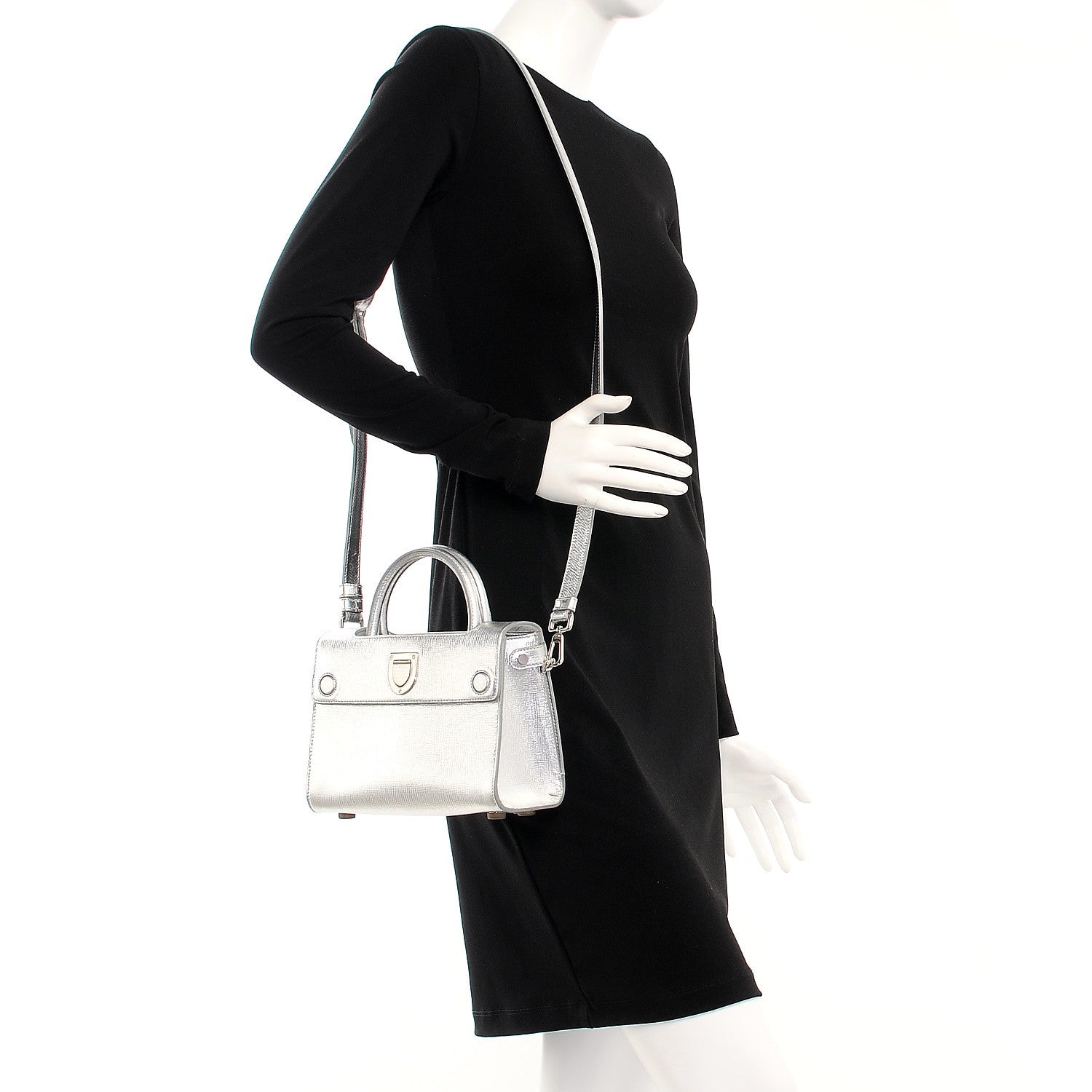 Christian Dior Metallic Grained Calfskin Mini Diorever Flap Silver 2 of 10