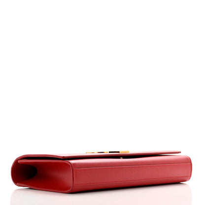 Saint Laurent Grain De Poudre Monogram Cassandre Clutch Rouge Orient 4 of 9