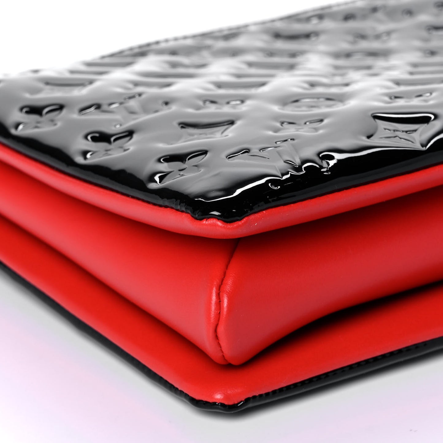 Patent Embossed Monogram Lambskin Coussin MM Black Red